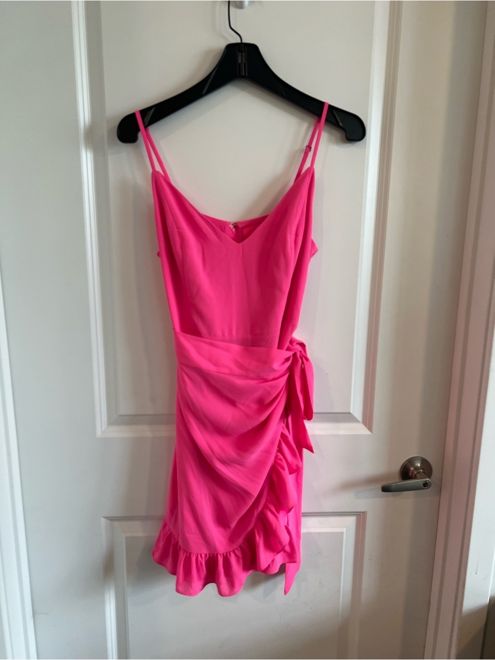 Lilly Pulitzer Alisa Aura Pink Spaghetti-Strap Wrap Mini Dress 6